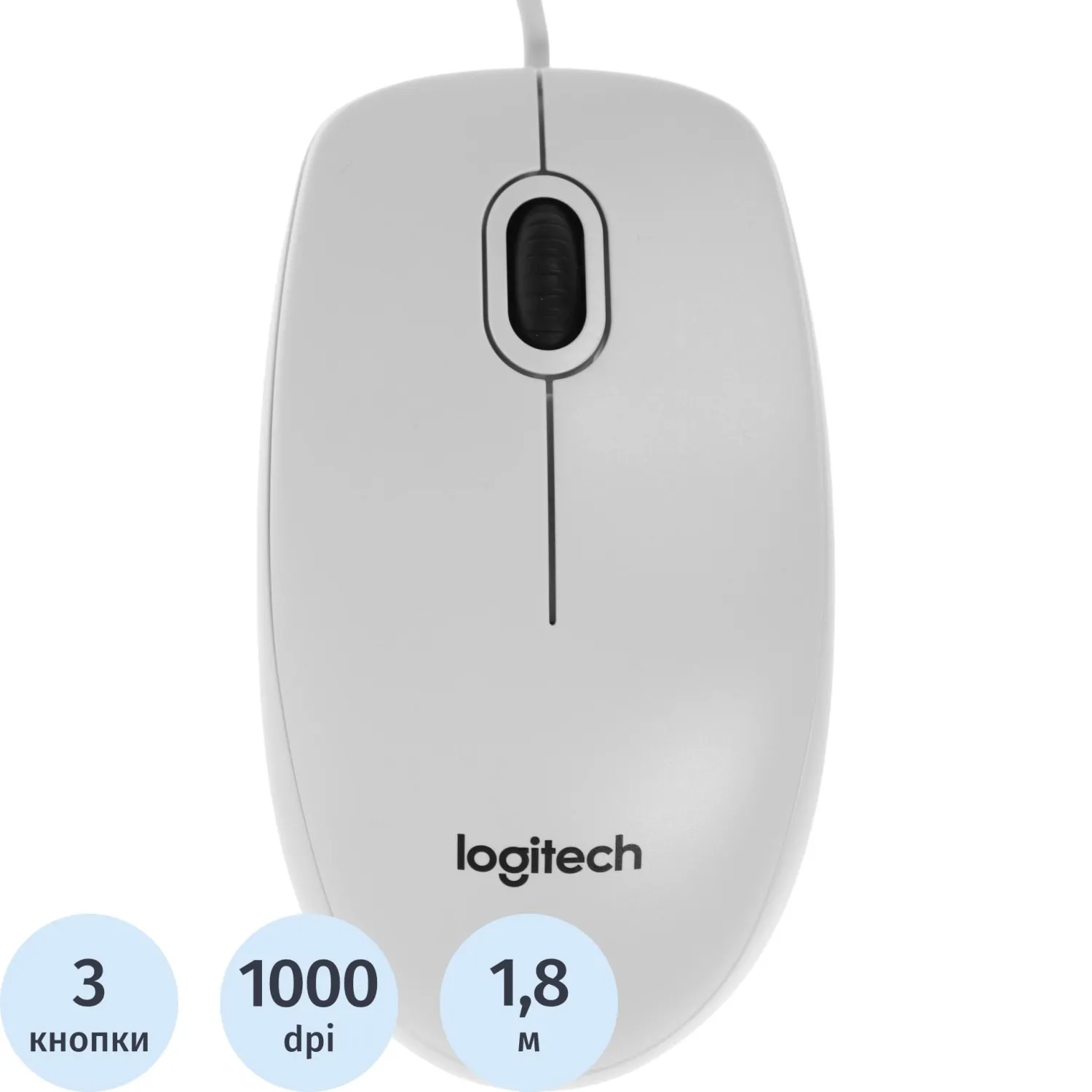 Мышь компьютерная Logitech (910-003360)Optical B100 White USB OEM - фото 1