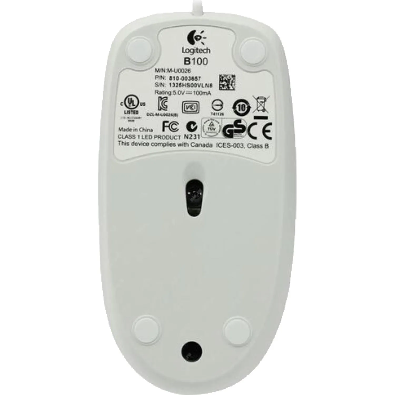 Мышь компьютерная Logitech (910-003360)Optical B100 White USB OEM - фото 3