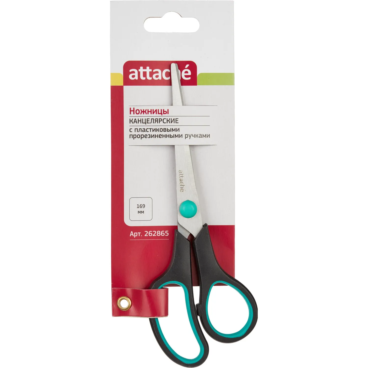 Ножницы Attache 169 мм с пласт.прорезин. руч. Attache, цвет зелен/черн - фото 2