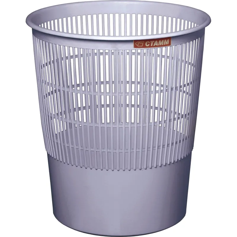 Корзина для мусора офисная 18л пластик, серая СТАММ КР02 Корзина для мусора офисная 18л пластик, серая СТАММ КР02 - фото 1