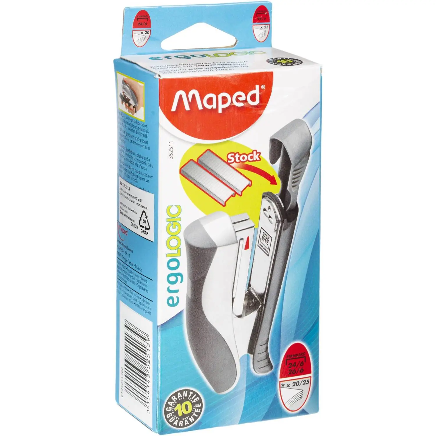 Степлер Maped ERGOLOGIC до 25 лис.,N24/6, N26/6,серебристо-бирюзовый,352513 - фото 2