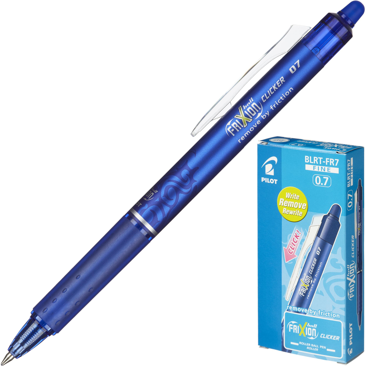 Ручка гелевая PILOT BLRT-FR7 Frixion Clicker автомат синий ст. Япония - фото 2