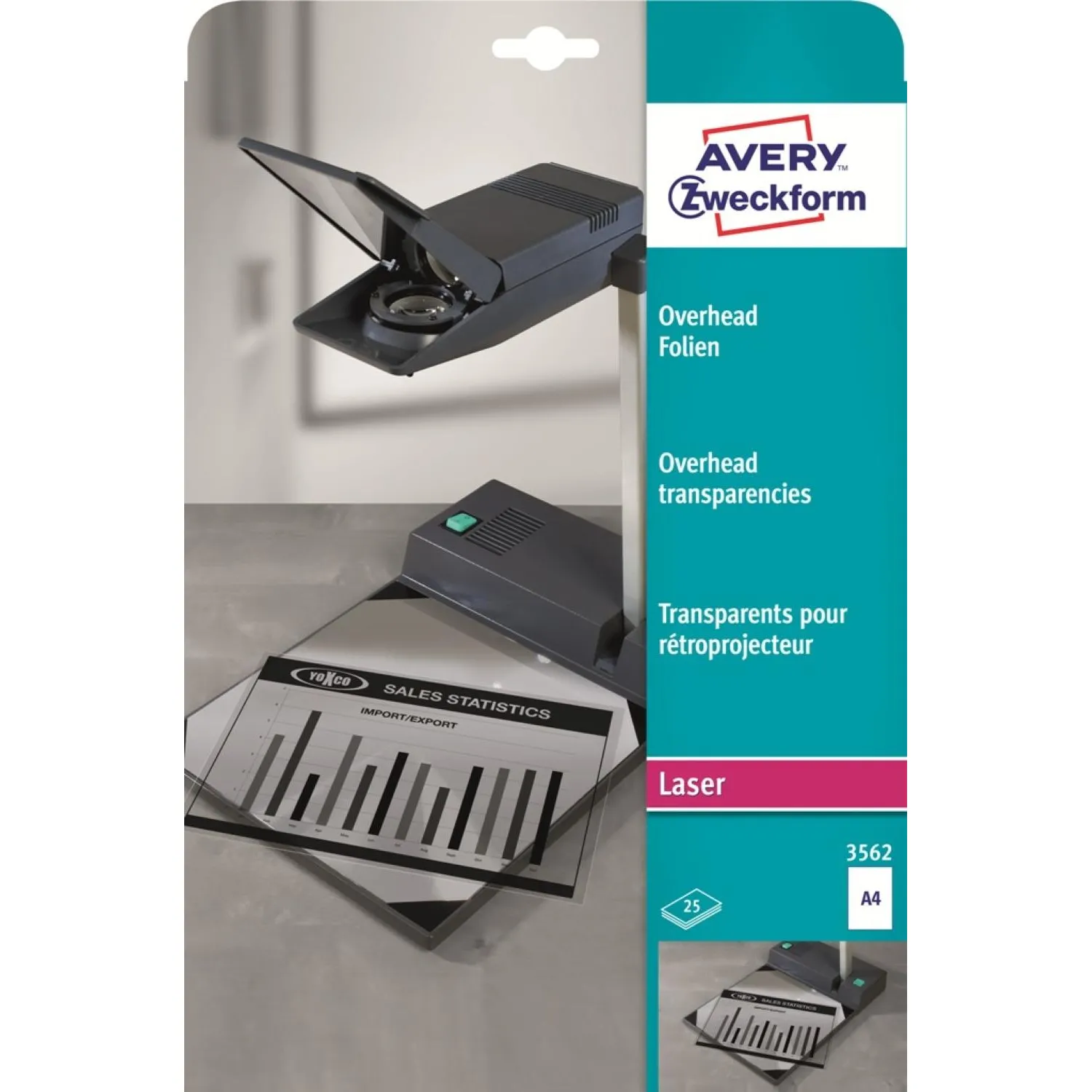 Пленка для проекторов Avery Zweckform AZ3562 д/лаз.прин., 25шт./уп - фото 1