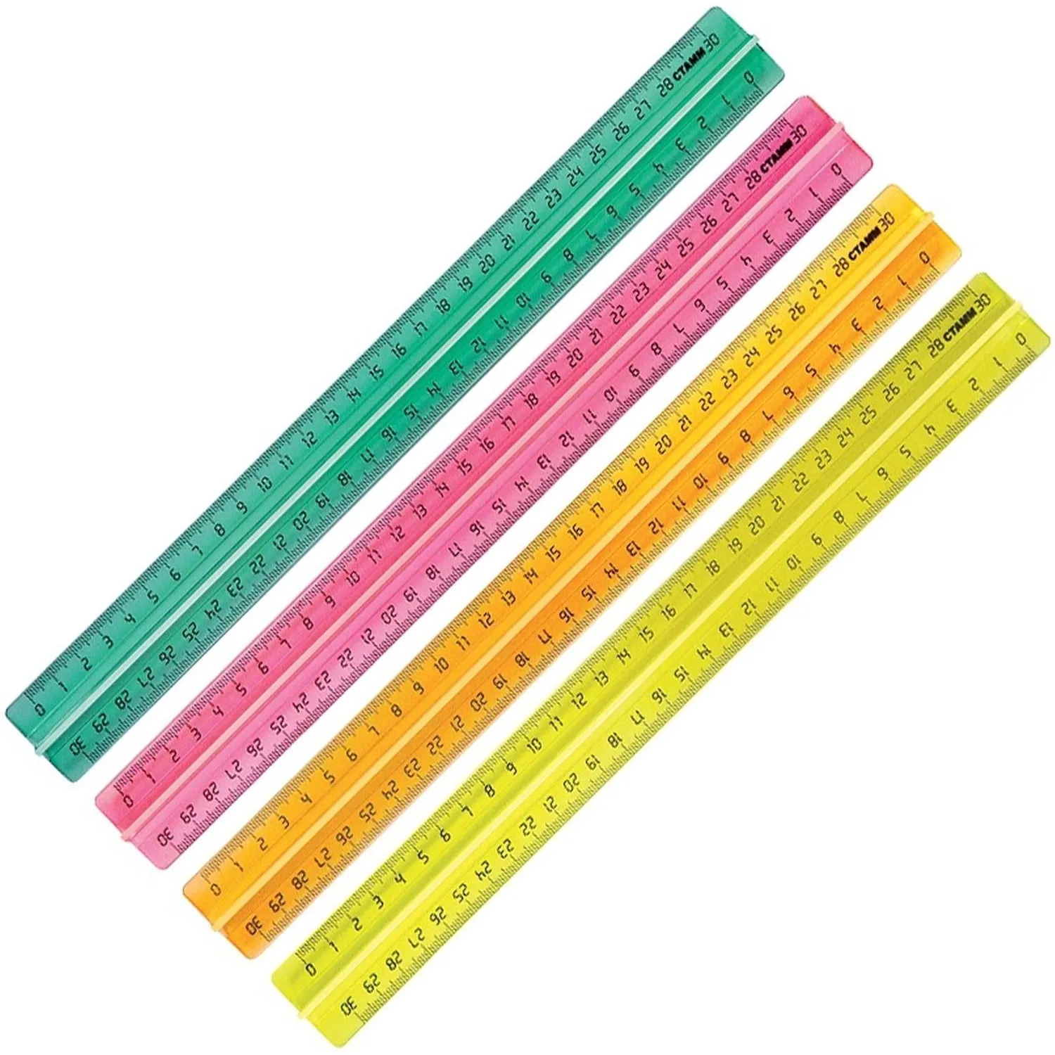 Линейка 30см Attache с держателем прозрачно-яркие цвета в ассорт ЛН42АЕ - фото 2