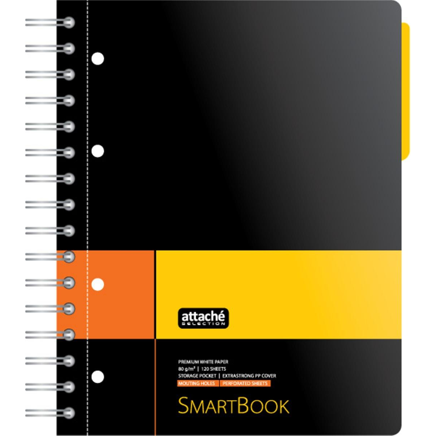 Тетрадь SMARTBOOK А5 120л. клетка,спир,микроп,разд,карм,жел-оран - фото 1