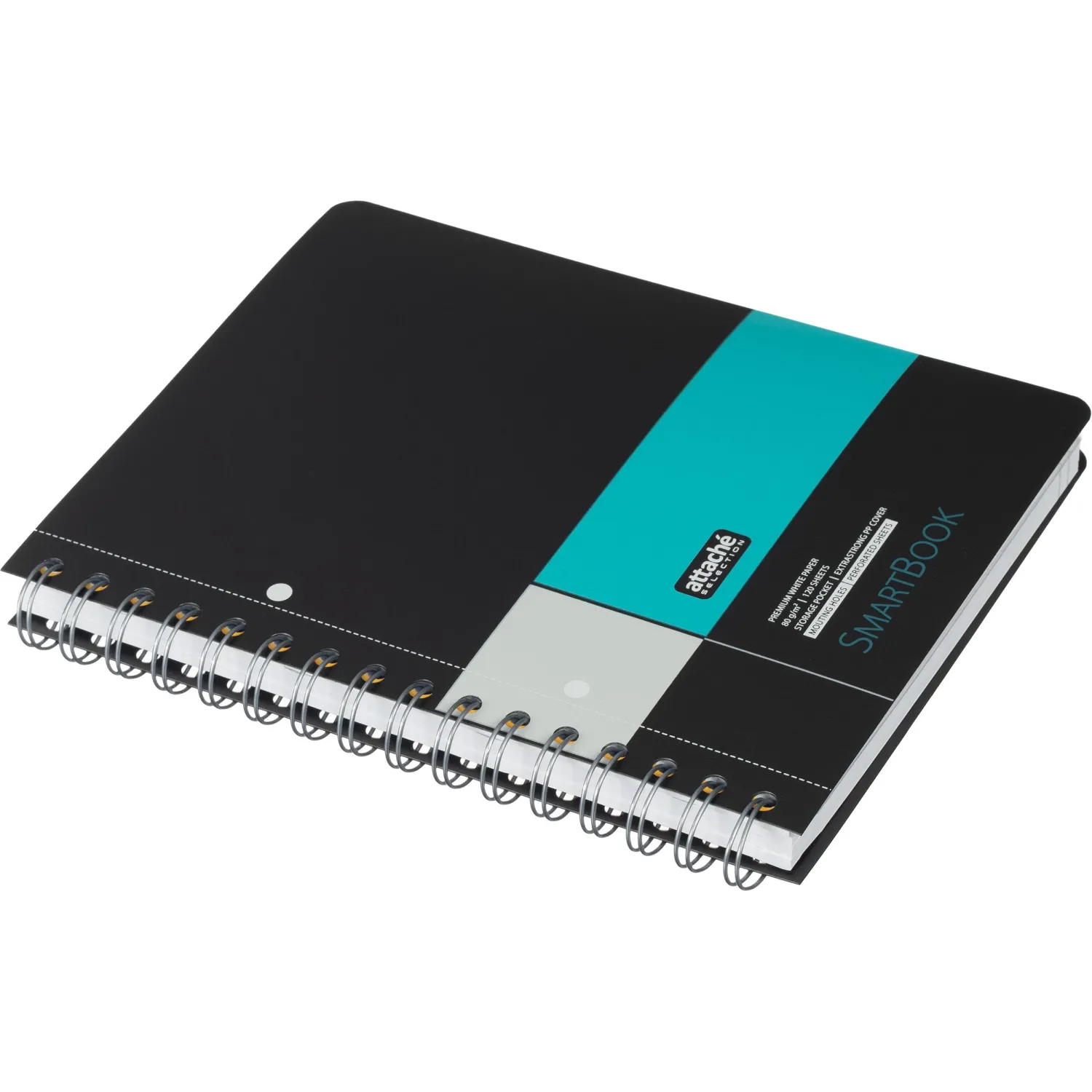 Бизнес-тетрадь SMARTBOOK А5 120л. клетка,спир,микроп,разд,карм,сер-бирюз - фото 4