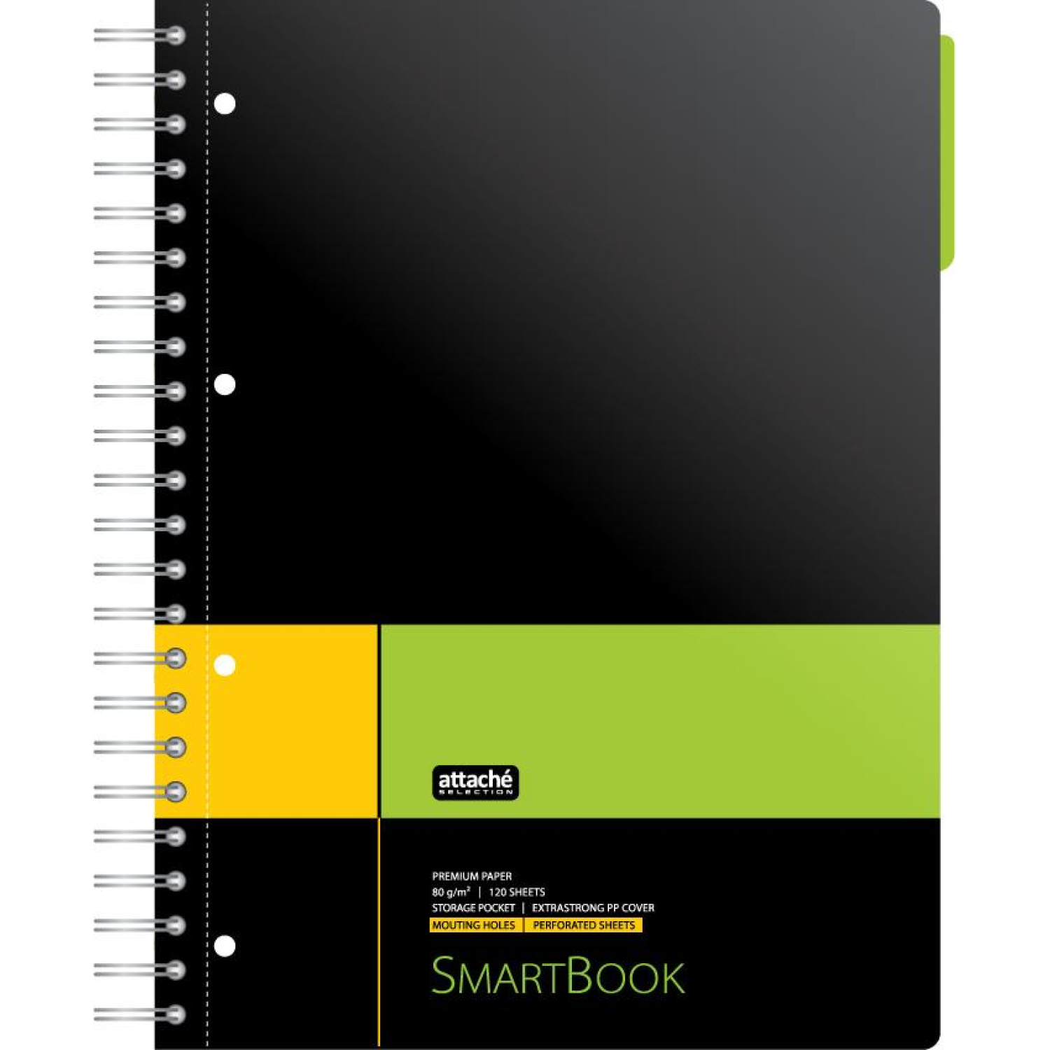 Бизнес-тетрадь SMARTBOOK А4 120л. линейка,спир,микроп,разд,карм,жел-зел Бизнес-тетрадь SMARTBOOK А4 120л. линейка,спир,микроп,разд,карм,жел-зел - фото 1