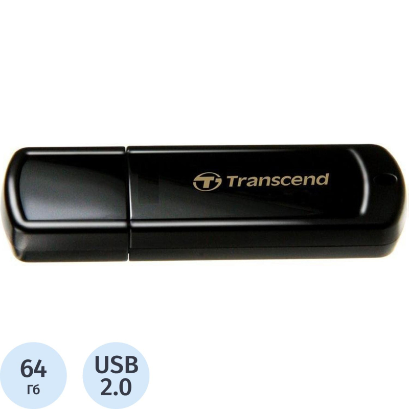 Флеш-память Transcend JetFlash 350, 64Gb, USB 2.0, чер, TS64GJF350 - фото 1
