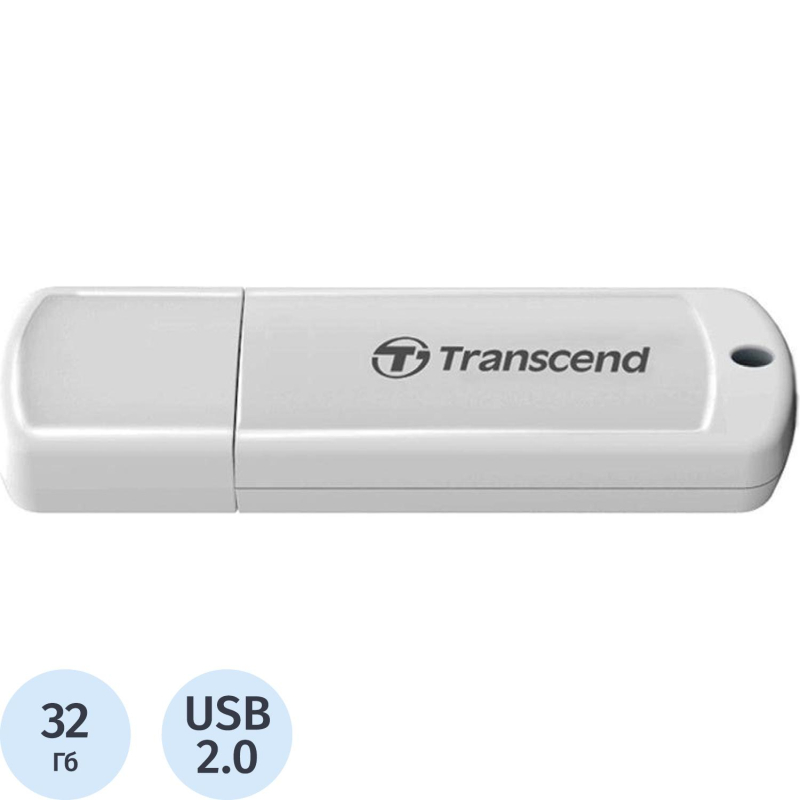 Флеш-память Transcend JetFlash 370, 32Gb, USB 2.0, бел, TS32GJF370 - фото 1