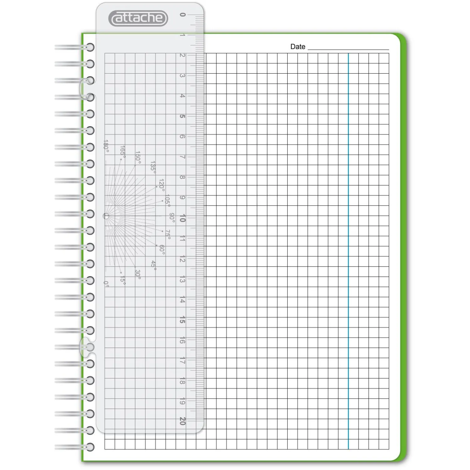 Бизнес-тетрадь WAVES А5 100л. ATTACHE клет,спир,пласт,заклад,цв.зеленый - фото 2