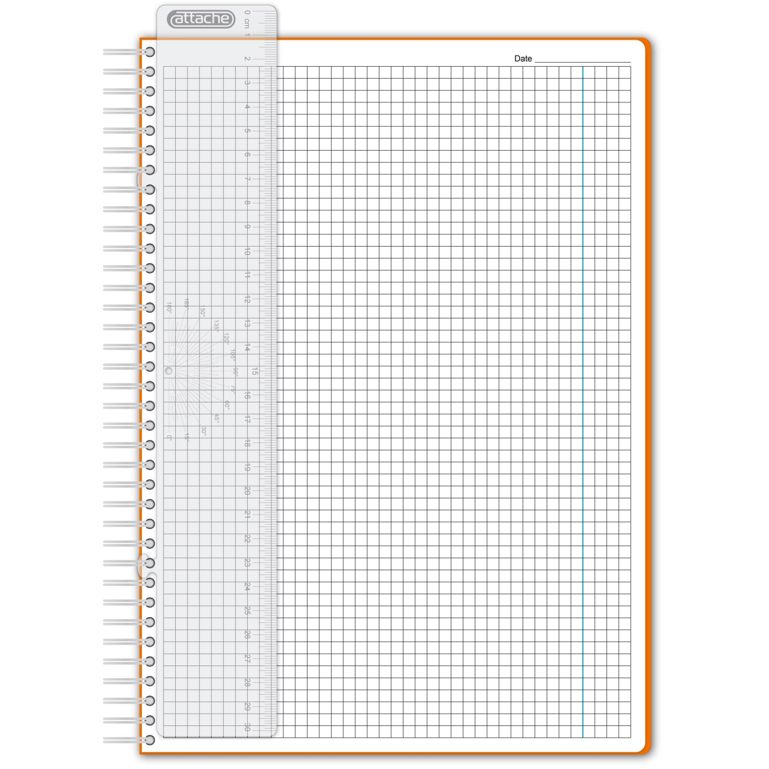 Бизнес-тетрадь WAVES А4 100л. ATTACHE клет,спир,пласт,заклад,цв.оранжевый Бизнес-тетрадь WAVES А4 100л. ATTACHE клет,спир,пласт,заклад,цв.оранжевый - фото 2