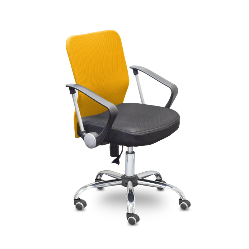Кресло UP_EChair-203 PTW net ткань черная, сетка оранжевая, хром - фото 1