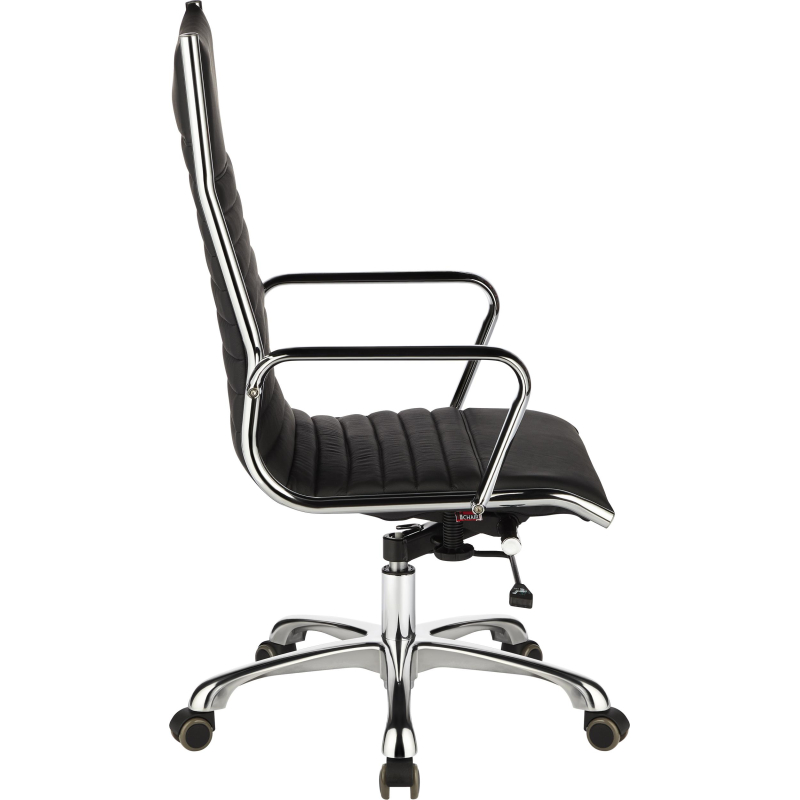 Кресло BN_Jl_Руководителя EChair-704 TL кожа черная, хром - фото 4