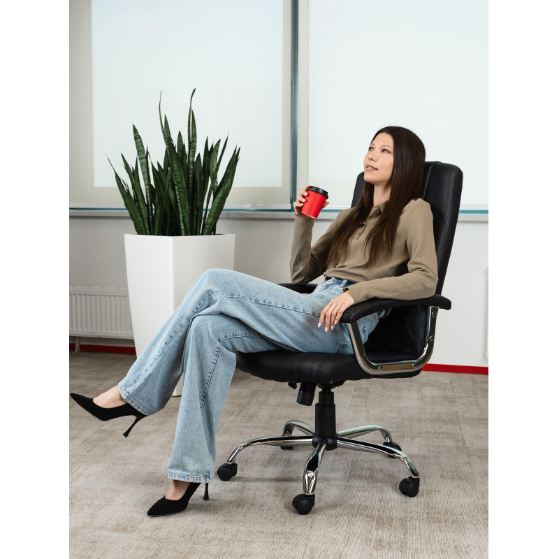 Кресло BN_Dp_Руководителя EChair-524 TPU к/з черный, хром - фото 10