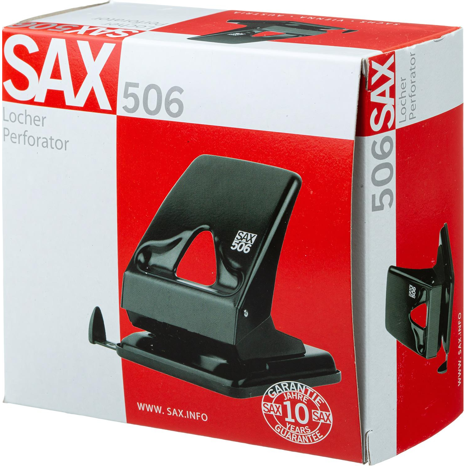 Дырокол SAX 506 до 40л., металл, с лин., черный, Австрия-Венгрия Дырокол SAX 506 до 40л., металл, с лин., черный, Австрия-Венгрия - фото 3