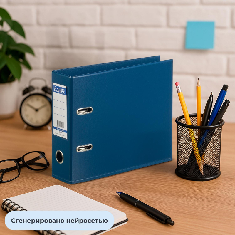 Папка-регистратор формат А5,гориз.70мм,т-синий,ПБП2,карм.кор - фото 8