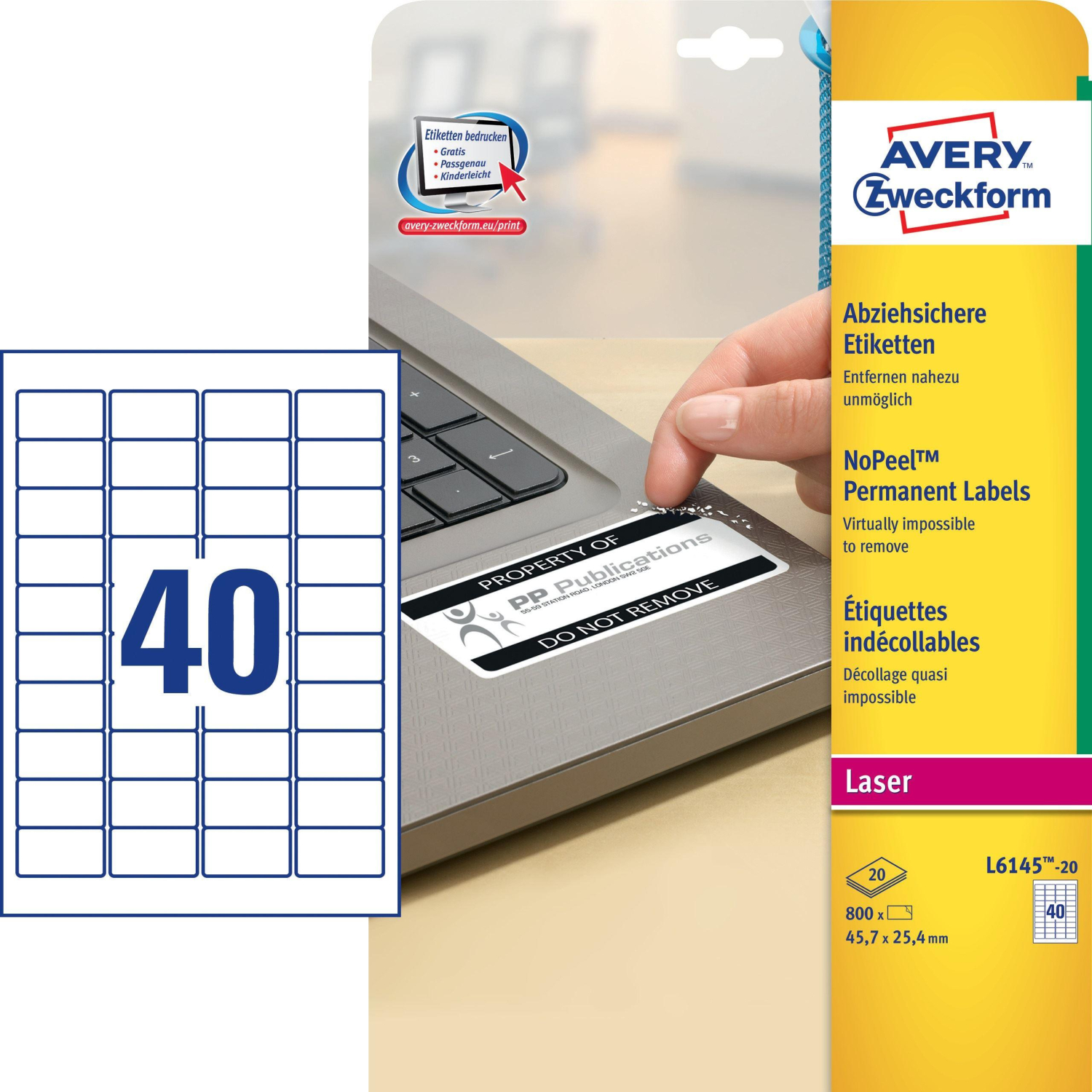 Этикетки самоклеящиеся саморазрушающиеся L6145-20, 45,7х25,4мм, 25л.,800шт/ - фото 2