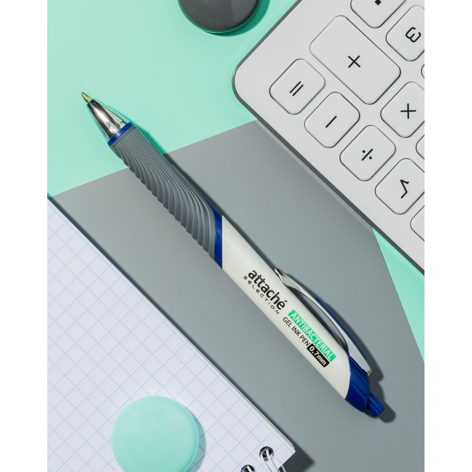 Ручка гелевая автомат. Attache Selection антибактер 0,7мм,синий,манж - фото 4