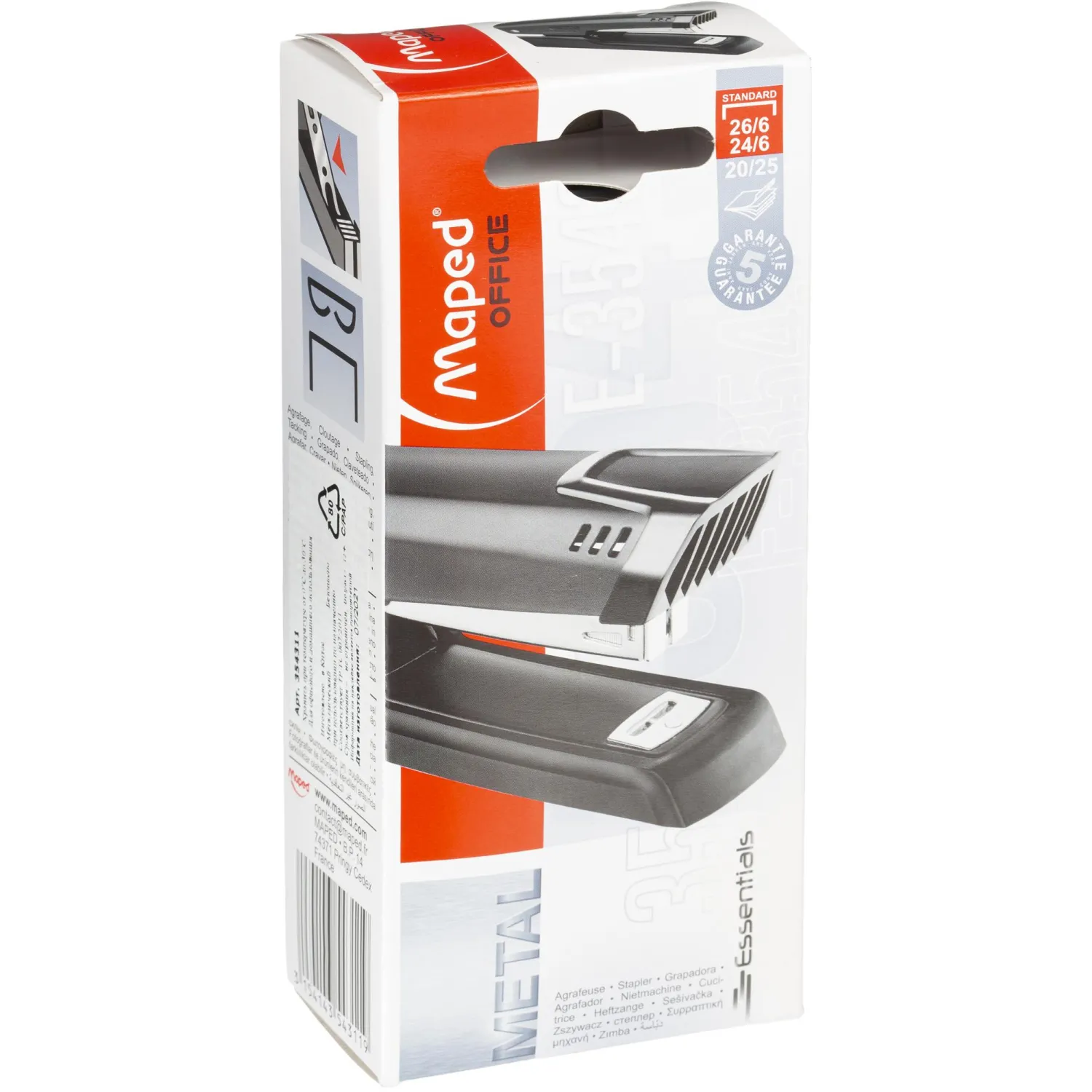 Степлер Maped ESSENTIALS METAL до25л,N24/6,26/6,метал,гл.зак61мм,чер,354311 - фото 2