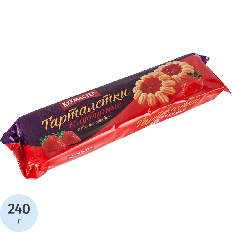 Печенье сдобное Кухмастер Тарталетки клубничные 240г - фото 1