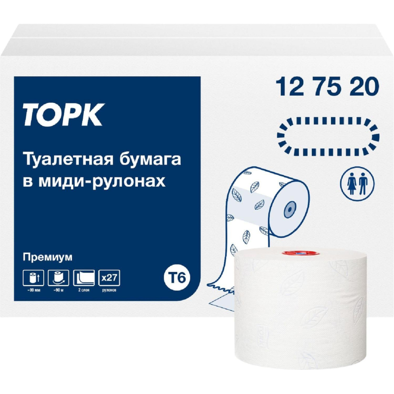 Бумага туалетная Торк Премиум T6 2сл бел 100%цел втул 90м 27рул/уп 127520 - фото 3