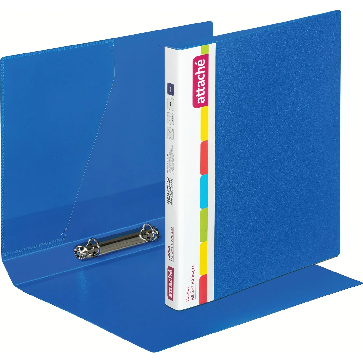 Папка на 2-х кольцах пласт. 17/32мм А4 ATTACHE F502/07 синяя Ро - фото 2