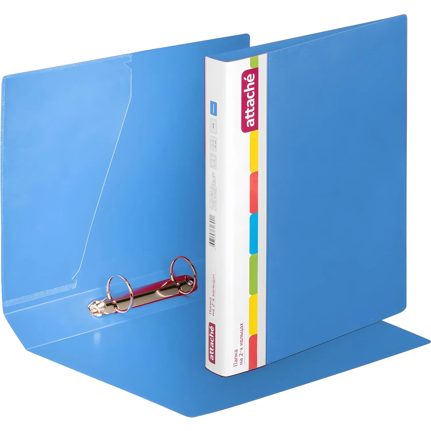 Папка на 2-х кольцах пласт. 35/42мм А4 ATTACHE F502/07 синяя Ро - фото 2