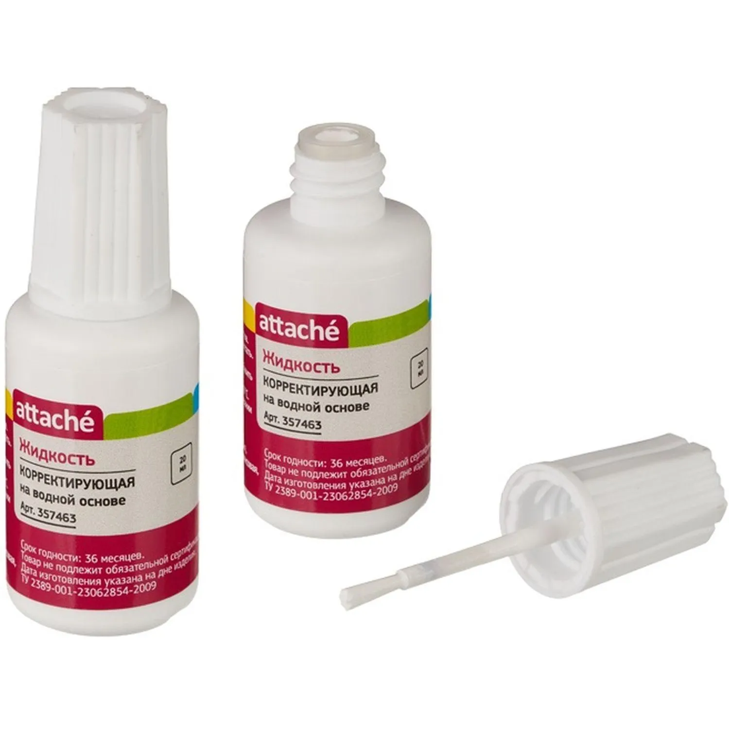 Корректирующая жидкость Attache 20мл на водной основе, кисточка - фото 3