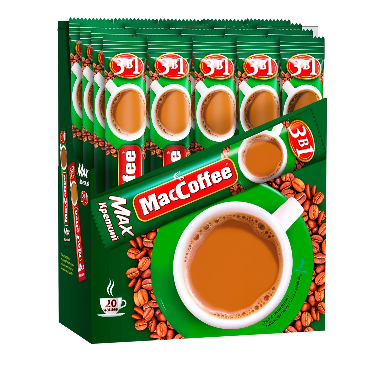 Кофе порционный растворимый MacCoffee Max 3в1 крепкий, 16грx20шт/уп - фото 2