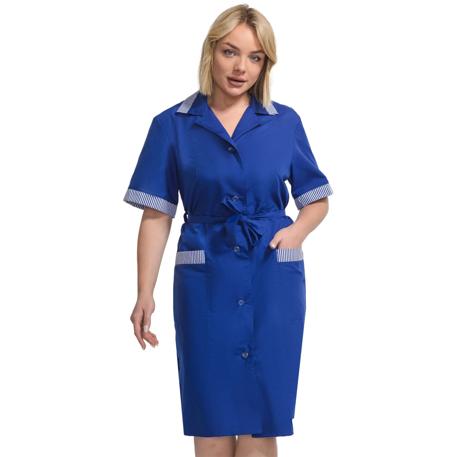 Халат для горничных и уборщиц у01-ХЛ кор.рук вас (р.56-58) 158-164 - фото 5