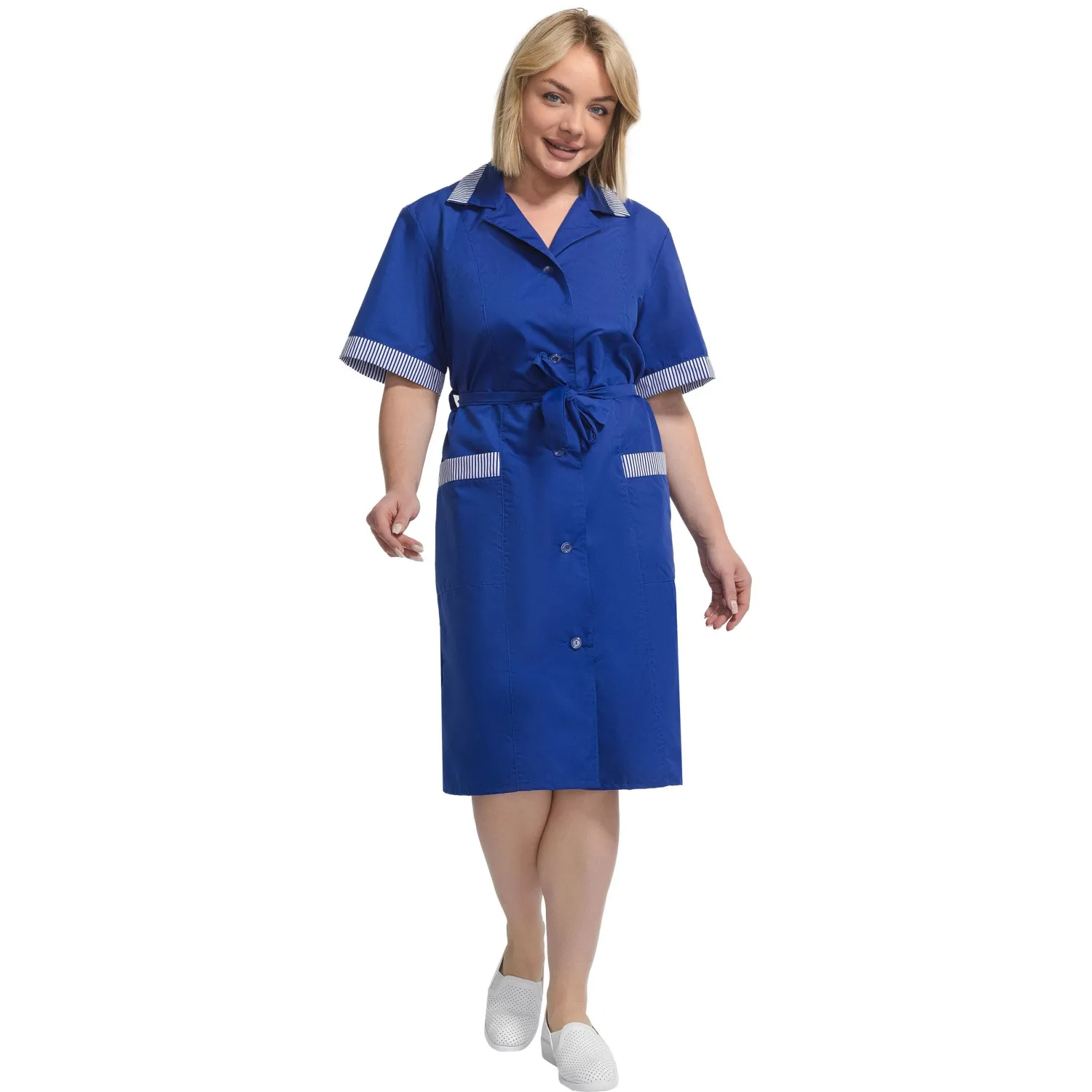 Халат для горничных и уборщиц у01-ХЛ кор.рук вас (р.60-62) 158-164 - фото 12