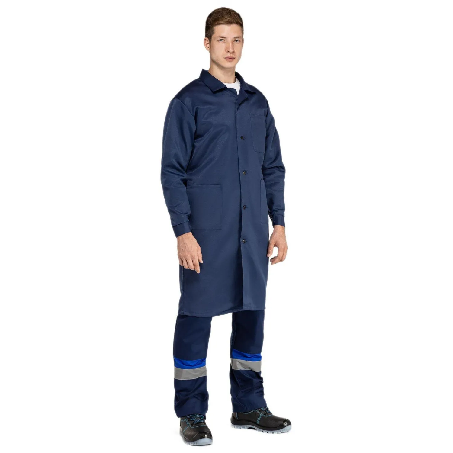 Халат муж. смесовый у03-ХЛ синий(р.56-58) 170-176 - фото 3