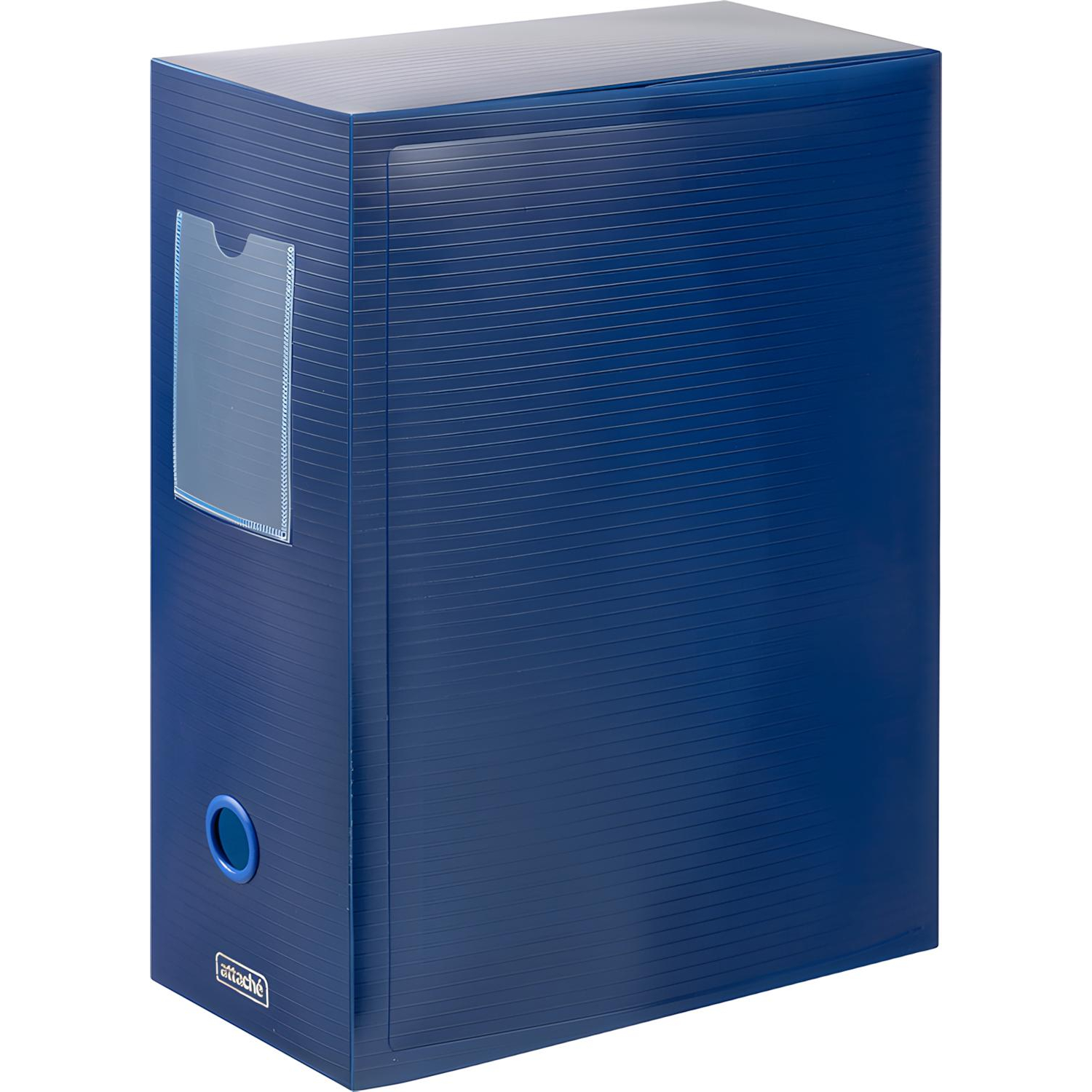 Короб архивный на кнопке Attache 120 мм пластик,синий - фото 2
