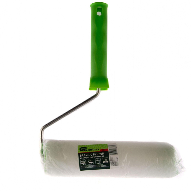 Валик с ручкой Сибртех 200 мм искусственный мех ворс 15 мм, 80113 - фото 3