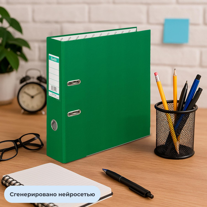 Папка-регистратор ECONOMY PLUS 80мм,зел,ПБП1,карм.кор,мет.уг - фото 12