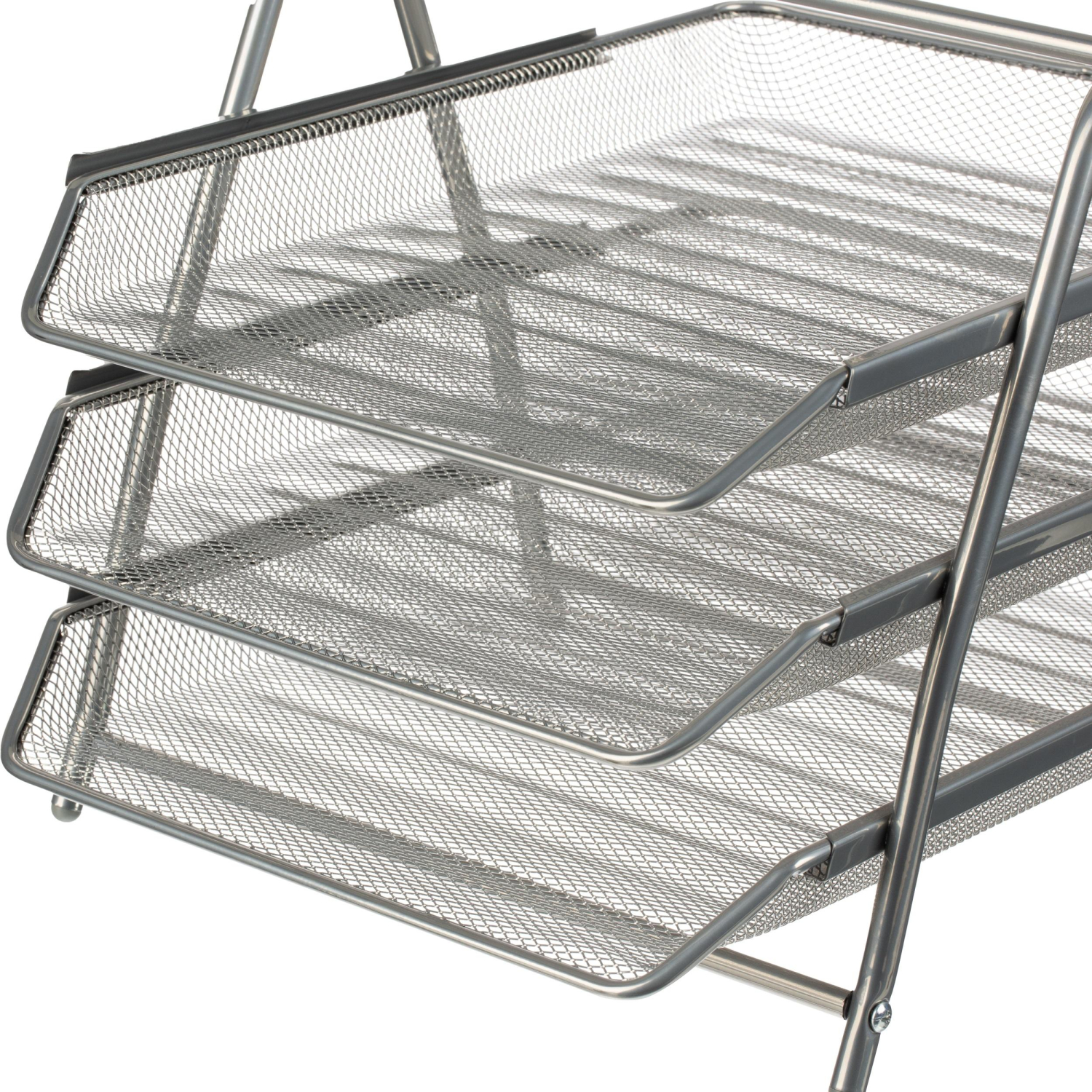 Лоток горизонтальный для бумаг 3секции Attache 265x335x275мм металл серебр - фото 6