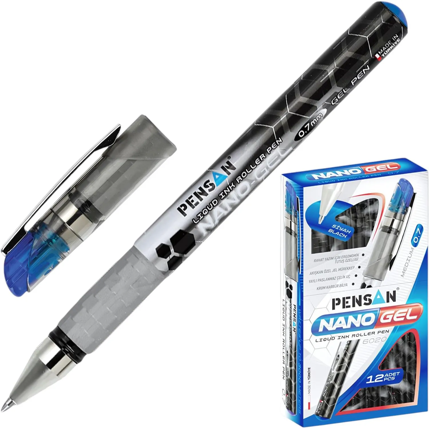 Ручка гелевая неавтомат. PENSAN NANO GEL синяя 0,7мм - фото 2