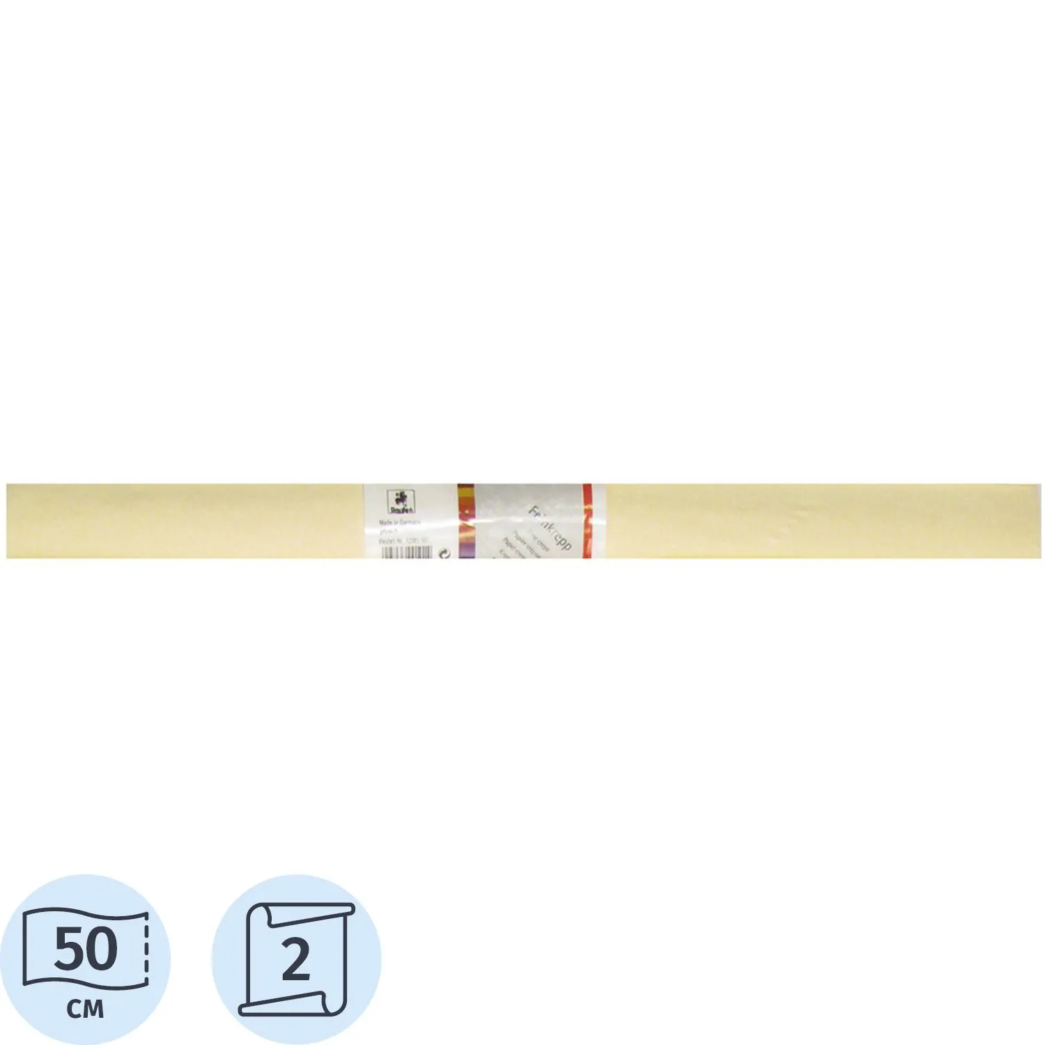 Бумага крепированная, WEROLA, 50смx250см 32г/м шампань, 12061-101 - фото 1