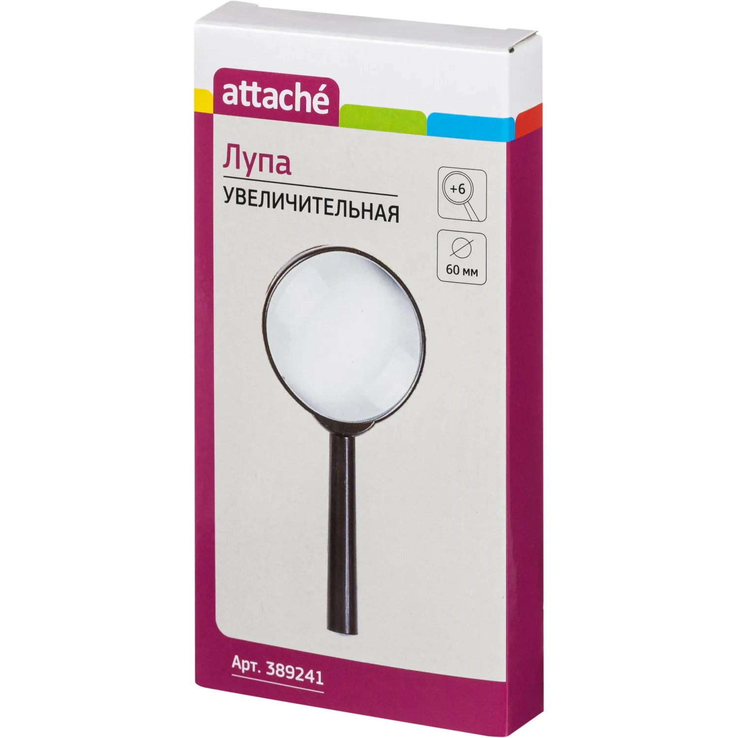 Лупа Attache, увеличение х6, диаметр 60мм, цв.черный, карт/кор. - фото 7