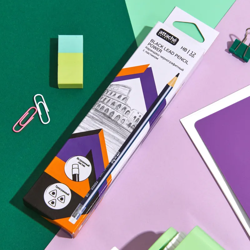 Карандаш чернографитный Attache selection Power заточ. HB, с ласт. - фото 5