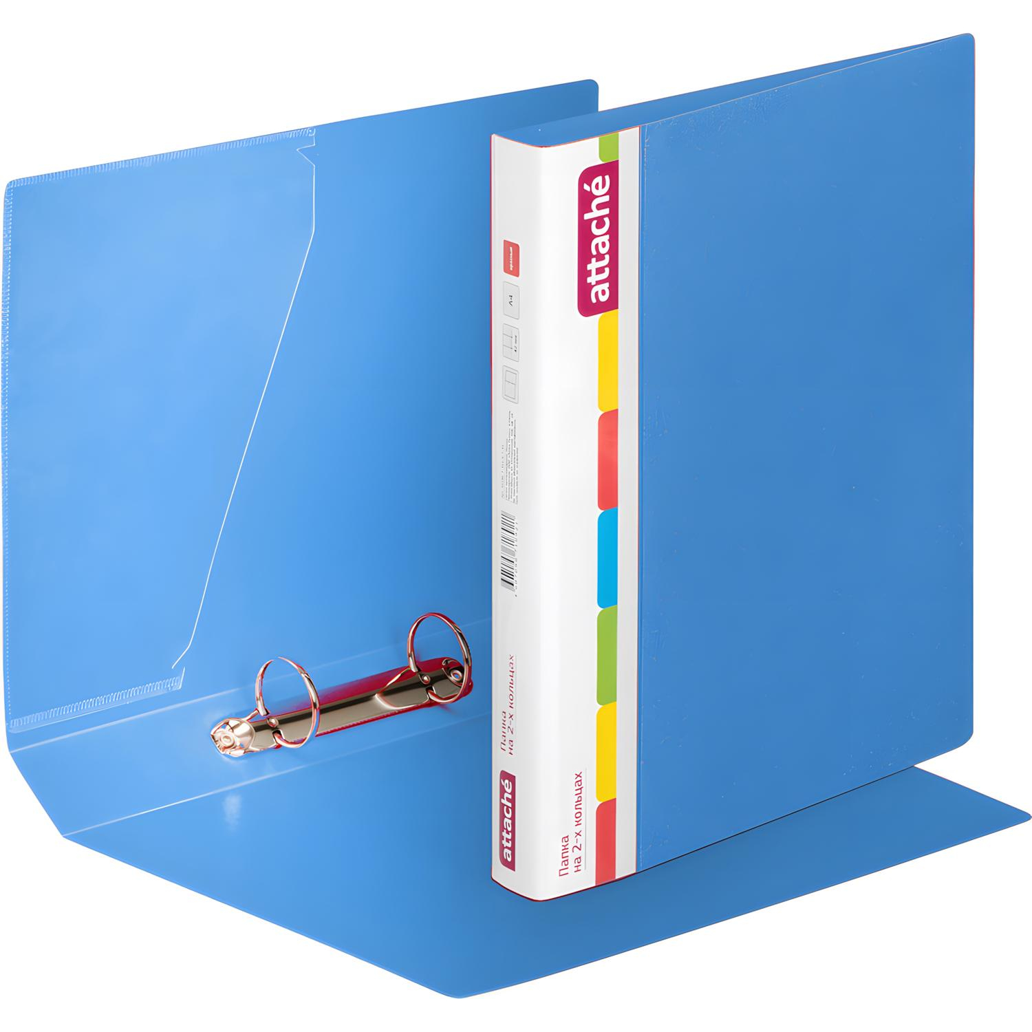 Папка на 2-х кольцах пласт Attache Diagonal синий - фото 2