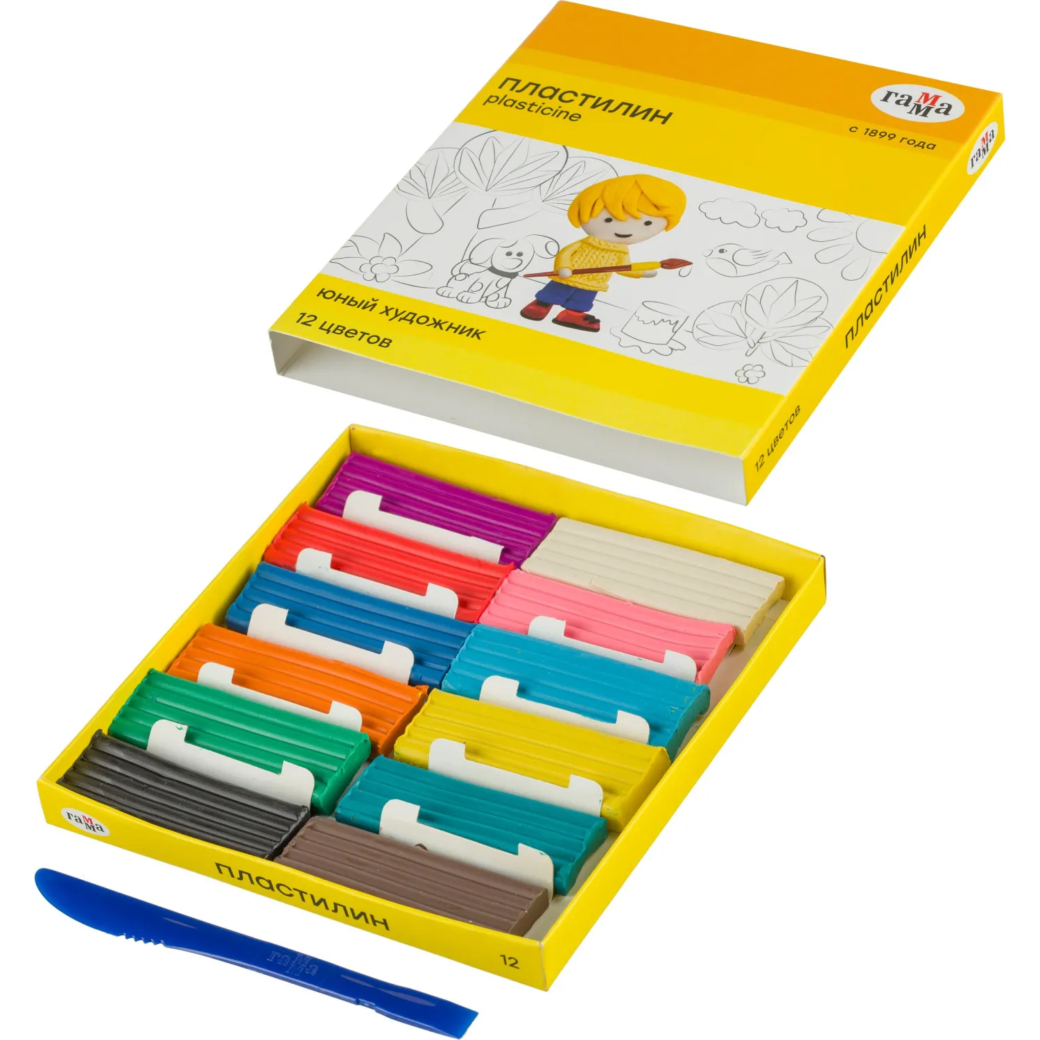 Пластилин Гамма Юный художник 12цв со стеком,280045 - фото 2