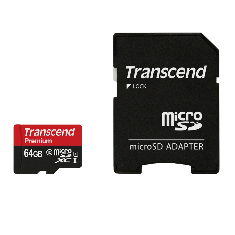 Карта памяти Transcend Premium microSDXC 64Gb UHS-I Cl10 +ад, TS64GUSDU1 - фото 2