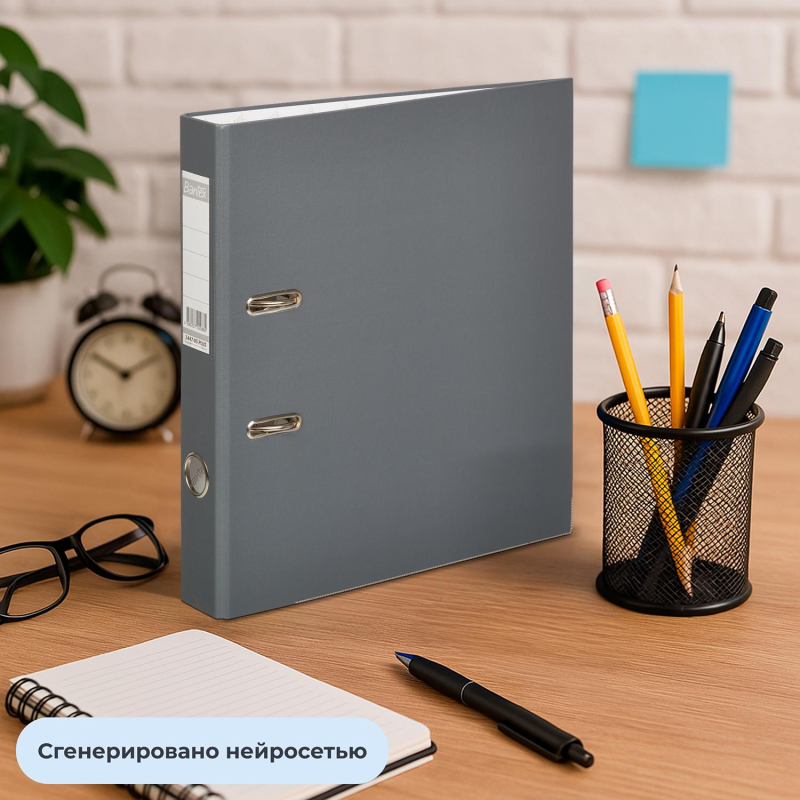 Папка-регистратор ECONOMY PLUS, 50мм, серый,ПБП1, карм.кор.,мет.уг - фото 13
