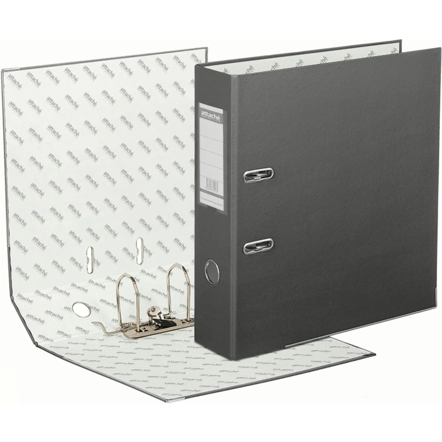 Папка-регистратор ECONOMY PLUS, 80мм, серый,ПБП1, карм.кор.,мет.уг - фото 4