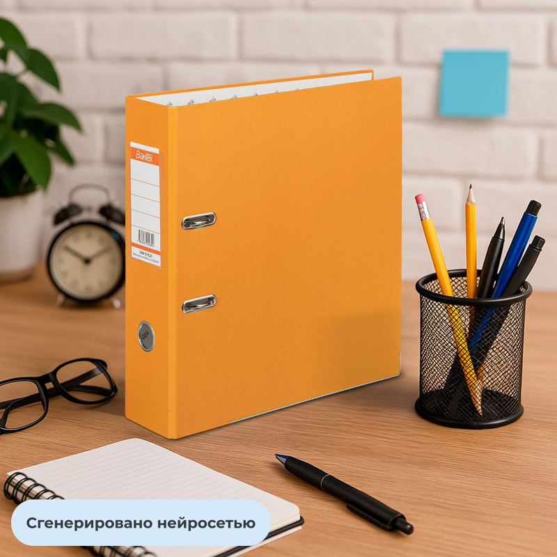 Папка-регистратор ECONOMY PLUS, 80мм, оранж,ПБП1, карм.кор.,мет.уг - фото 13