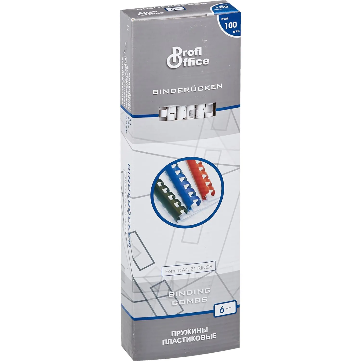 Пружины для переплета пластиковые ProfiOffice 6мм, белые 100шт/уп. - фото 3