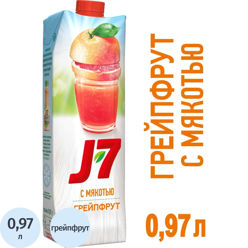 Нектар J7 Грейпфрут с мякотью, 0,97л - фото 2