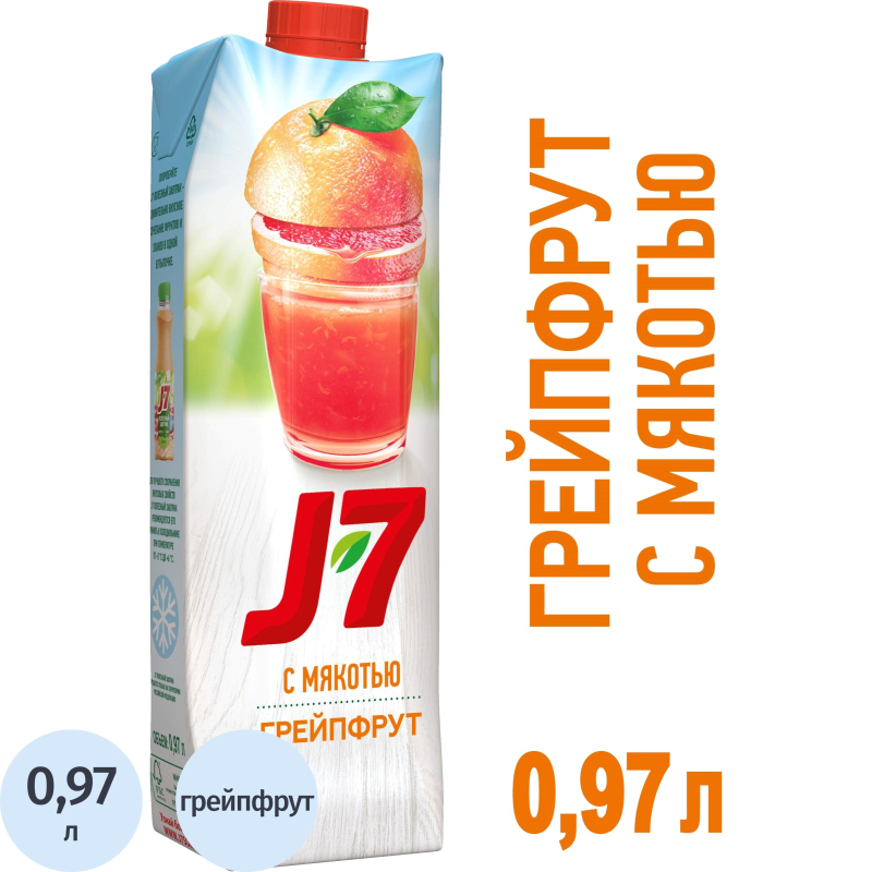 Нектар J7 Грейпфрут с мякотью, 0,97л - фото 1