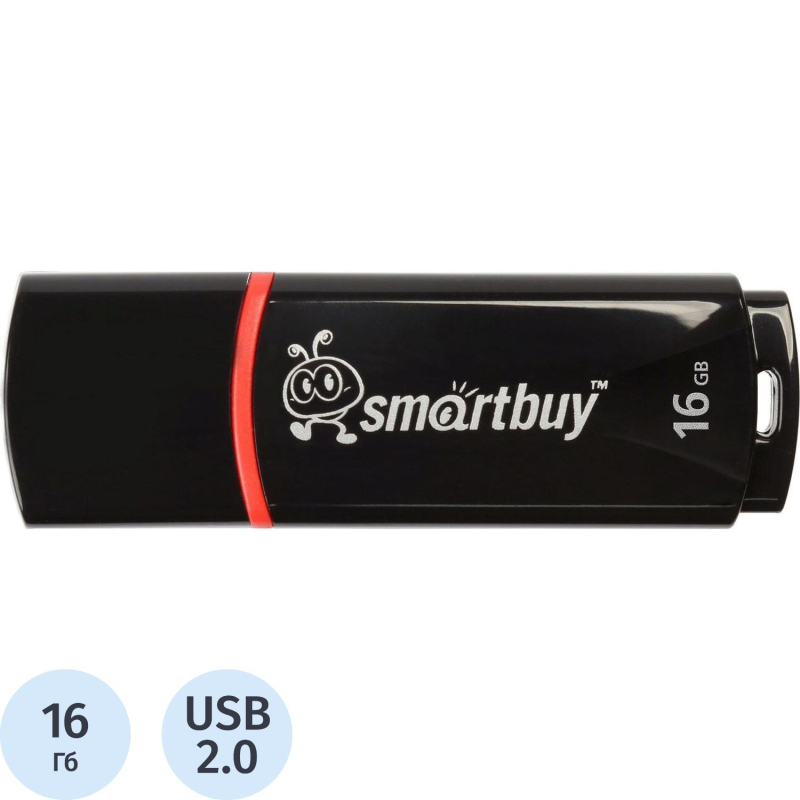 Флеш-память Smartbuy Crown, 16Gb, USB 2.0, чер, SB16GBCRW-K - фото 1